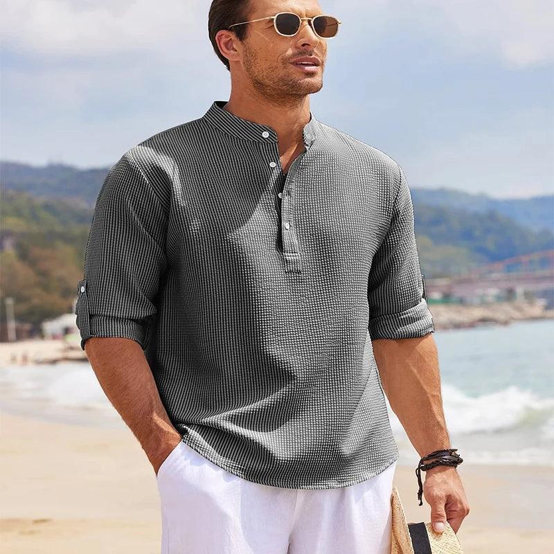 Camisa de Linho Masculina Casual Summer