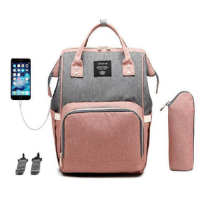 Bolsa Mochila Maternidade LeQueen USB - Inova Mix Store Bolsa Mochila Maternidade LeQueen USB