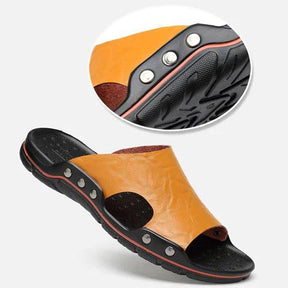 Chinelo de Couro Ortopédico com Sola Antiderrapante - Inova Mix Store Chinelo de Couro Ortopédico com Sola Antiderrapante