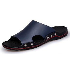 Chinelo de Couro Ortopédico com Sola Antiderrapante - Inova Mix Store Chinelo de Couro Ortopédico com Sola Antiderrapante