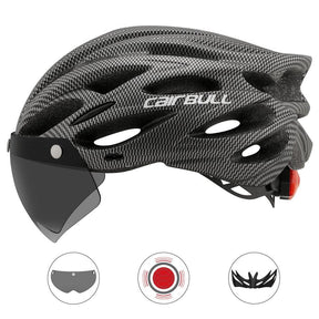 Capacete Ciclismo com Luz Traseira e Viseira Magnética Masculino/Feminino Cairbull - Inova Mix Store Capacete Ciclismo com Luz Traseira e Viseira Magnética Masculino/Feminino Cairbull