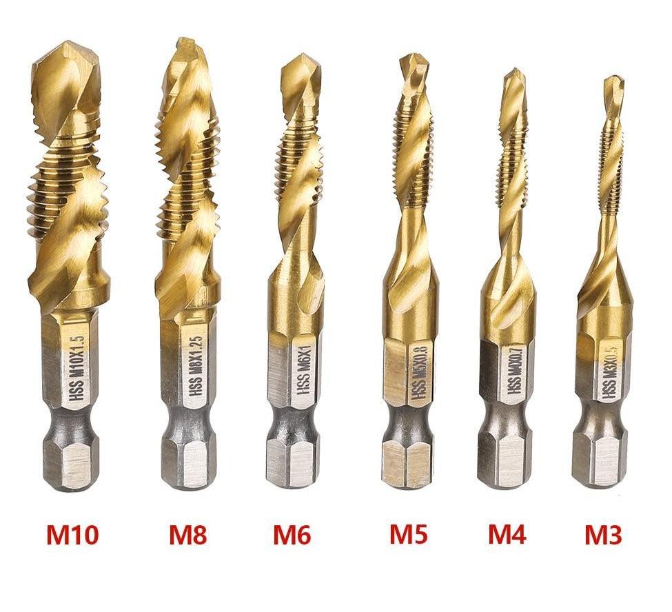 Kit 6 Brocas de Aço Titanium 2 em 1 - Fura e cria Rosca - Inova Mix Store Kit 6 Brocas de Aço Titanium 2 em 1 - Fura e cria Rosca