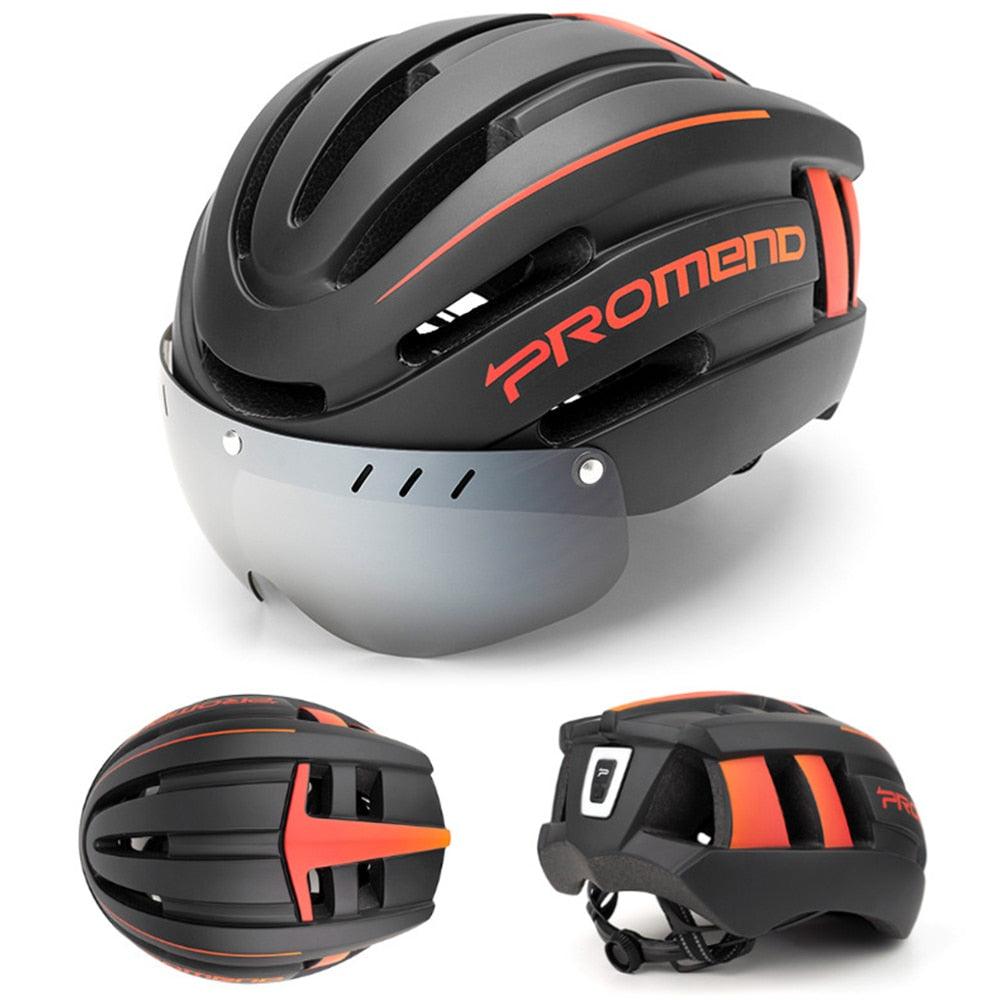 Capacete Ciclismo com Luz Traseira e Viseira Magnética Masculino/Feminino Promend - Inova Mix Store Capacete Ciclismo com Luz Traseira e Viseira Magnética Masculino/Feminino Promend