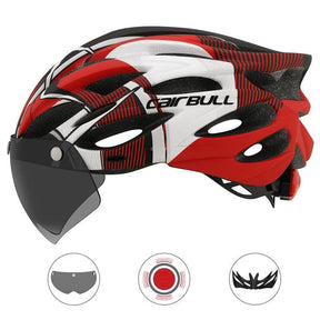 Capacete Ciclismo com Luz Traseira e Viseira Magnética Masculino/Feminino Cairbull - Inova Mix Store Capacete Ciclismo com Luz Traseira e Viseira Magnética Masculino/Feminino Cairbull