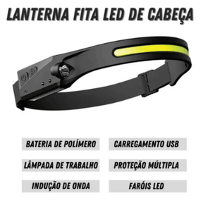 Lanterna de Cabeça Recarregável USB com Sensor - LightVision - Inova Mix Store Lanterna de Cabeça Recarregável USB com Sensor - LightVision