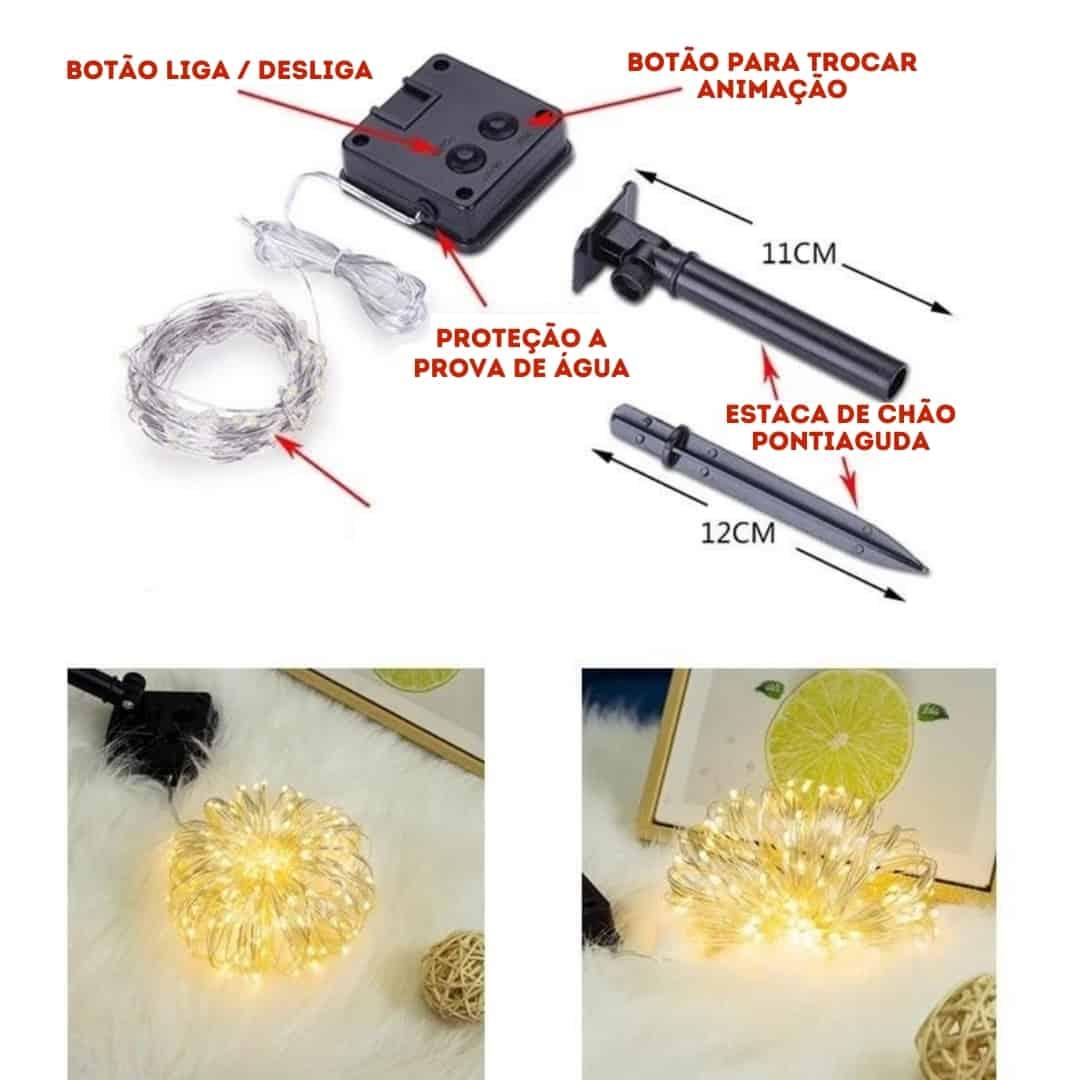 Pisca Pisca Natal Solar com 8 Modos de Iluminação - Instalação em 1 minuto - Inova Mix Store Pisca Pisca Natal Solar com 8 Modos de Iluminação - Instalação em 1 minuto