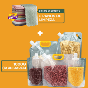 Sacos Potes Premium Armazenador de Alimentos Reutilizáveis - Compre 5 Leve 10 + Brindes Exclusivos 🎁 - Inova Mix Store Sacos Potes Premium Armazenador de Alimentos Reutilizáveis - Compre 5 Leve 10 + Brindes Exclusivos 🎁