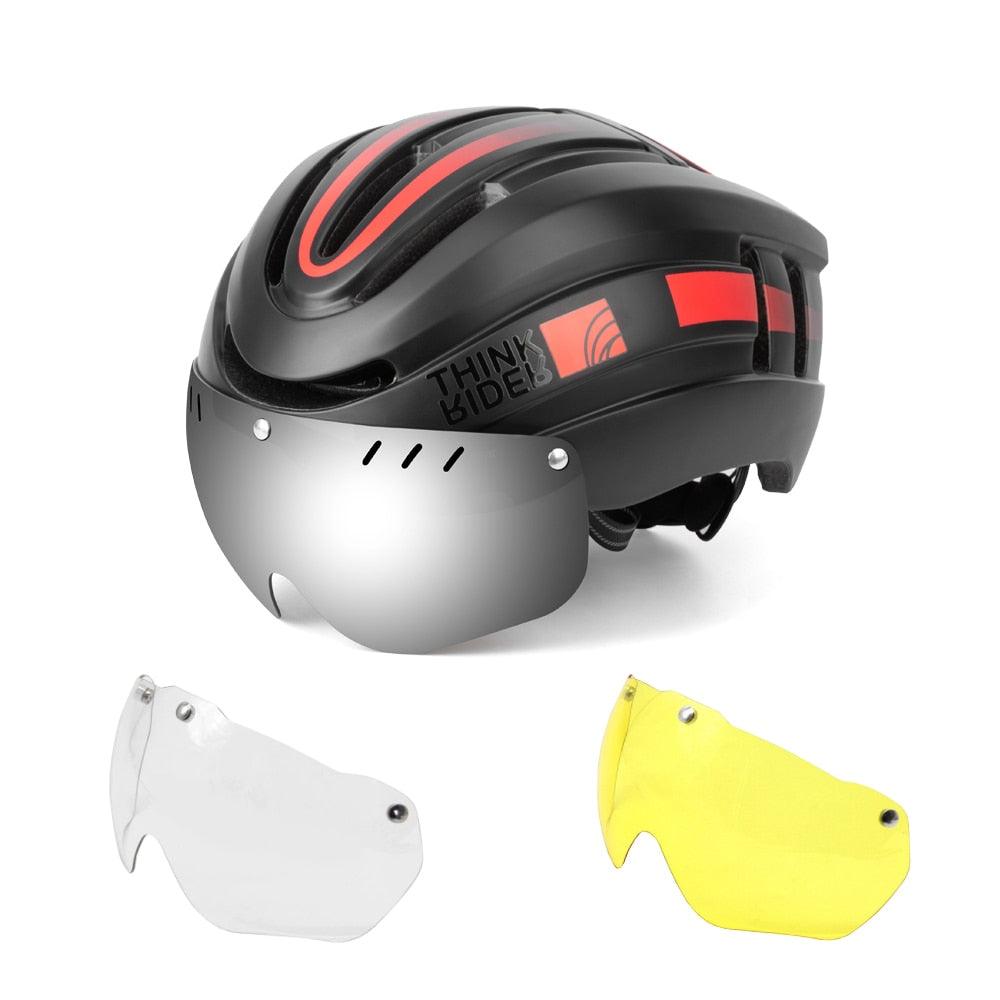 Capacete Ciclismo com Luz Traseira e Viseira Magnética Masculino/Feminino Promend - Inova Mix Store Capacete Ciclismo com Luz Traseira e Viseira Magnética Masculino/Feminino Promend