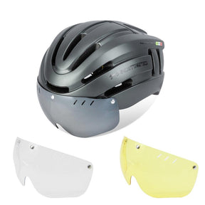 Capacete Ciclismo com Luz Traseira e Viseira Magnética Masculino/Feminino Promend - Inova Mix Store Capacete Ciclismo com Luz Traseira e Viseira Magnética Masculino/Feminino Promend