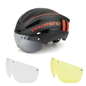 Capacete Ciclismo com Luz Traseira e Viseira Magnética Masculino/Feminino Promend - Inova Mix Store Capacete Ciclismo com Luz Traseira e Viseira Magnética Masculino/Feminino Promend