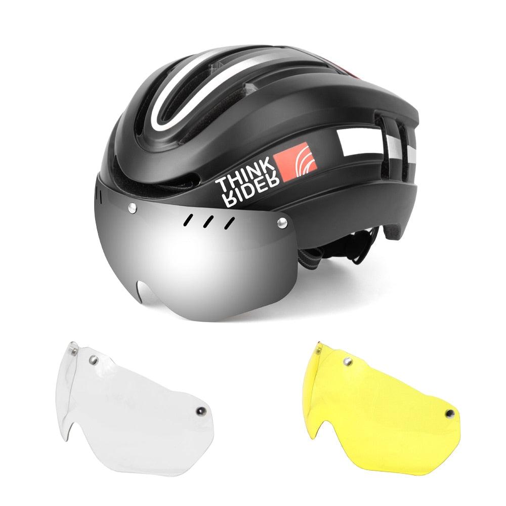 Capacete Ciclismo com Luz Traseira e Viseira Magnética Masculino/Feminino Promend - Inova Mix Store Capacete Ciclismo com Luz Traseira e Viseira Magnética Masculino/Feminino Promend